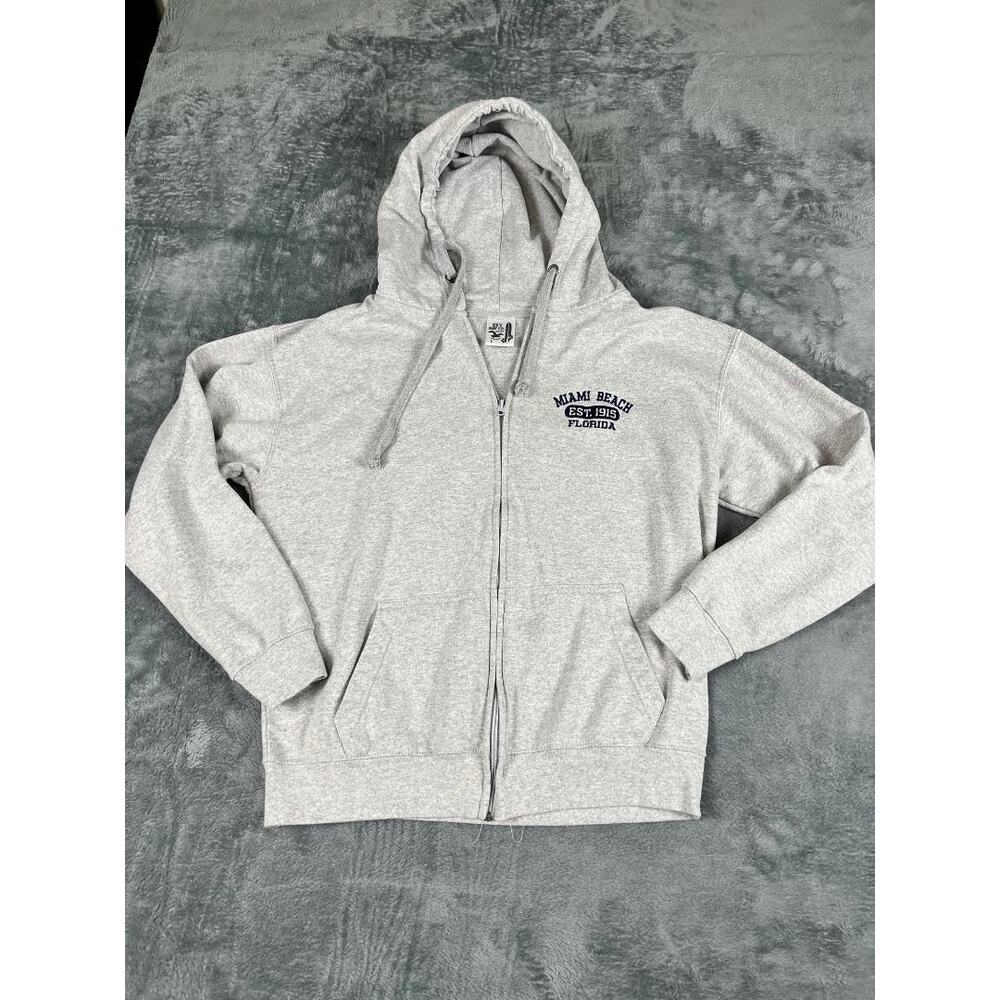 Men’s Miami Beach L ESY Surf Co Gray Zip Hoodie – Excellent Condition